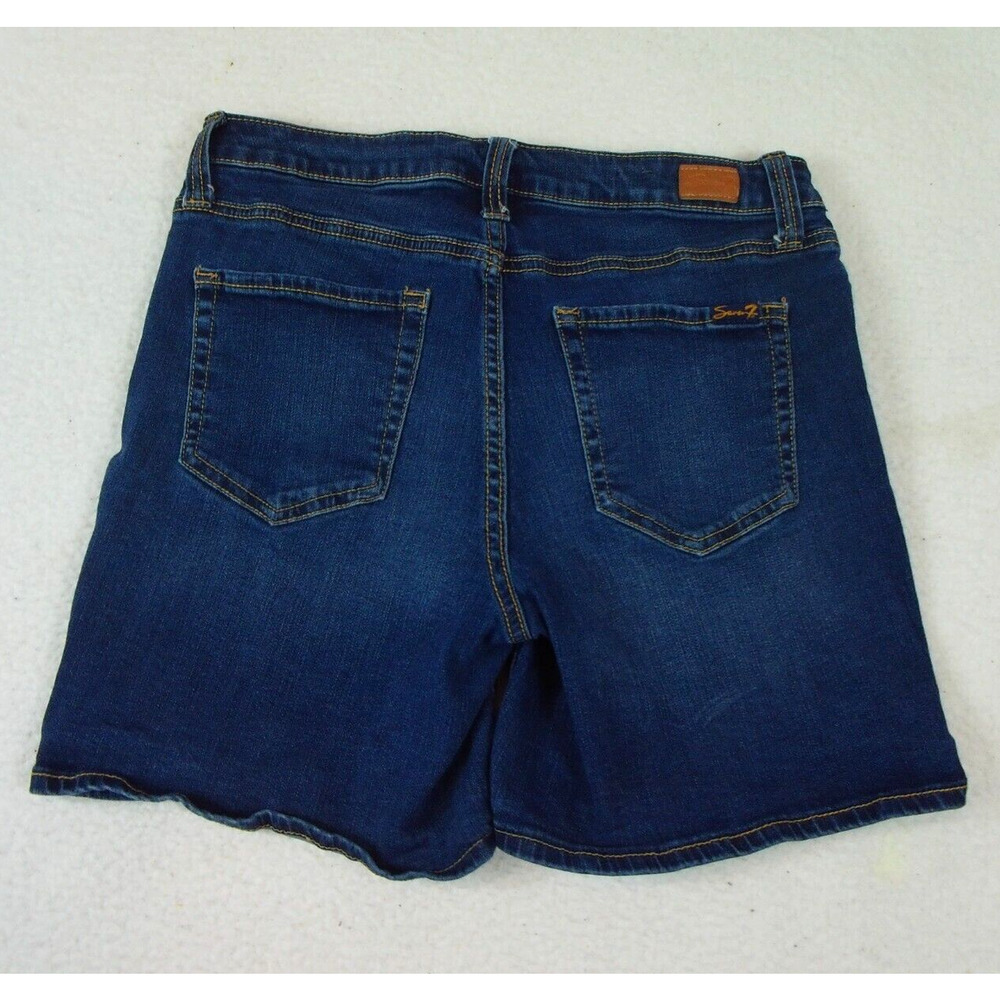 Seven 7 Weekend Short Mid Rise Jean Cotton Dark Blue Denim Women's Size 8 - Picture 2 of 9